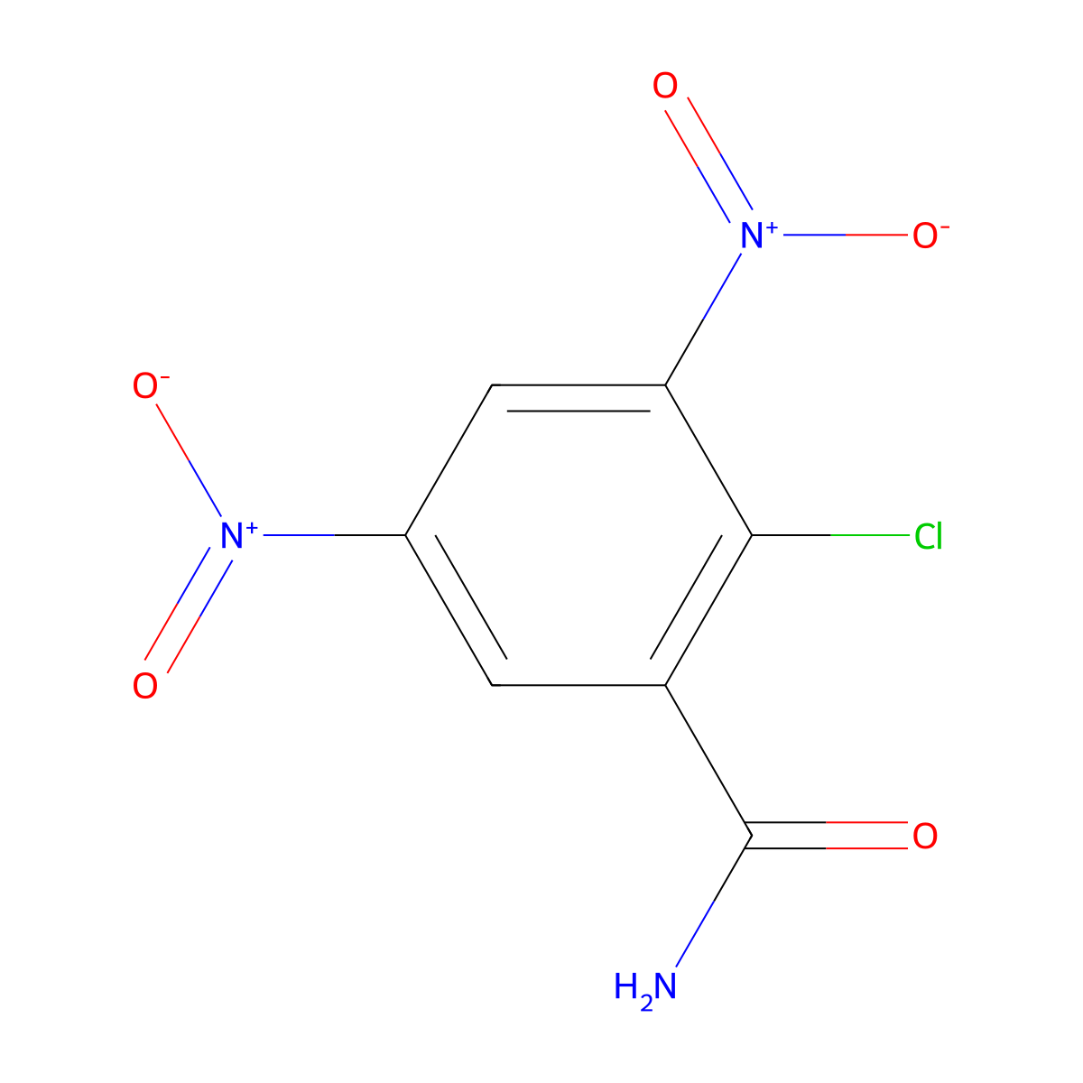 2-Chloro-3,5-dinitrobenzamide molecular structure, CAS 6266-51-9