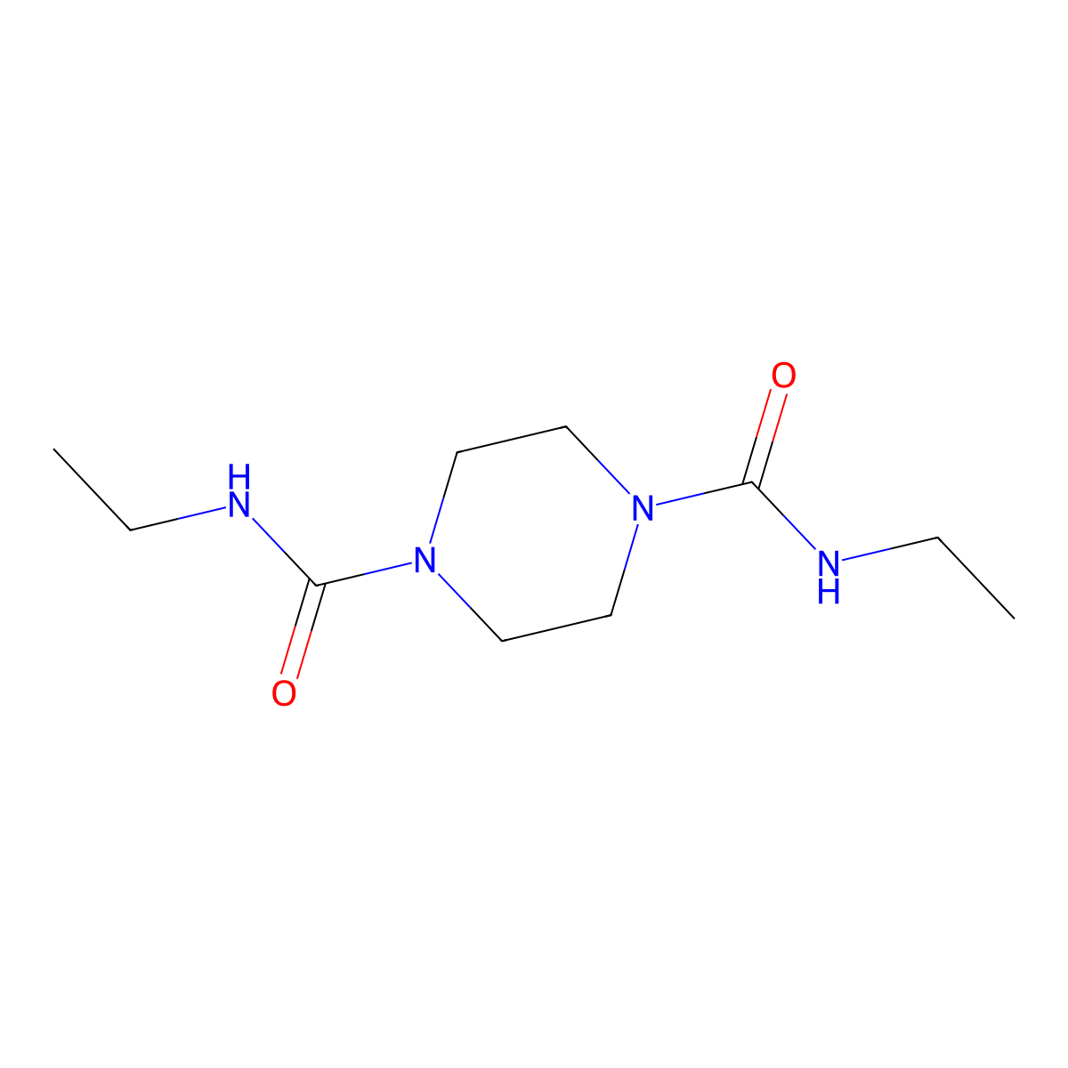 n,n'-Diethylpiperazine-1,4-dicarboxamide molecular structure, CAS 6266-80-4
