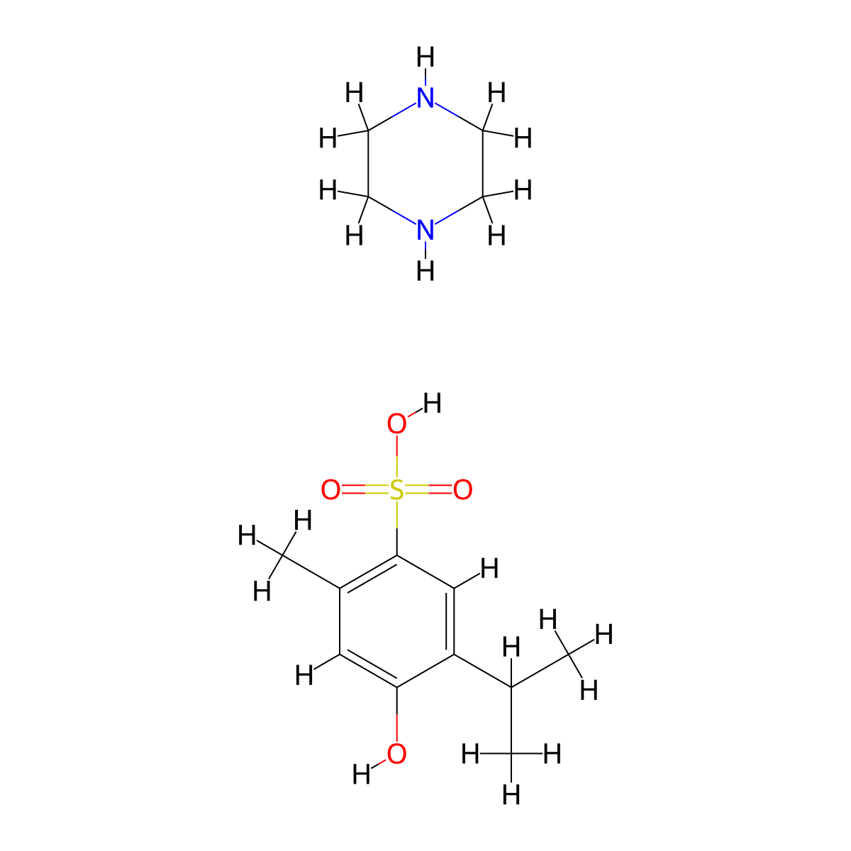 Piperazinium thymol-6-sulphonate molecular structure, CAS 6266-81-5