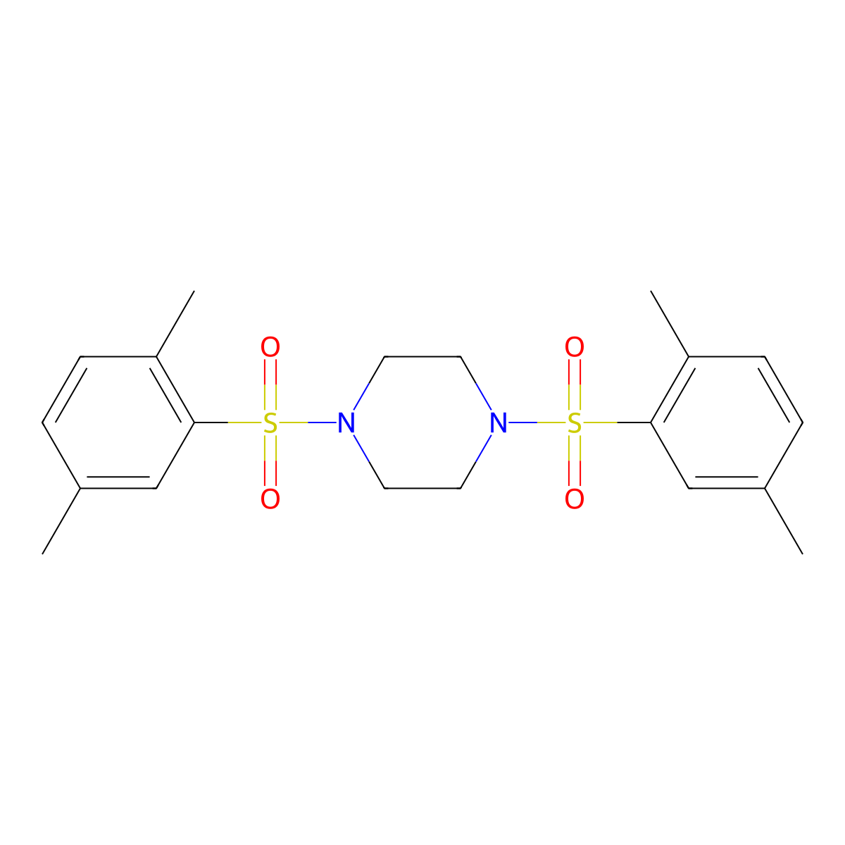 1,4-Bis-(2,5-dimethyl-benzenesulfonyl)-piperazine molecular structure, CAS 6266-86-0