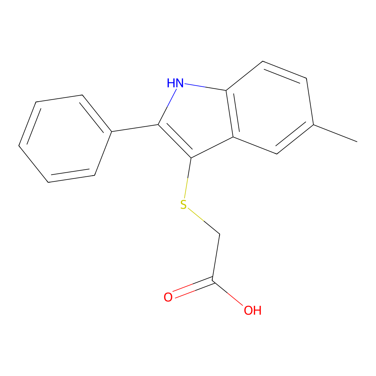 [(5-methyl-2-phenyl-1H-indol-3-yl)sulfanyl]acetic acid molecular structure, CAS 62663-18-7