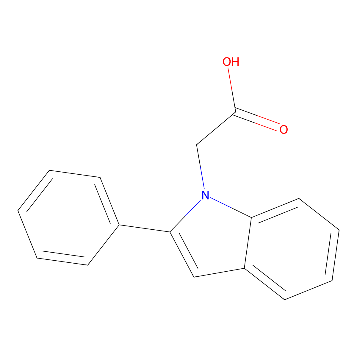 (2-phenyl-1H-indol-1-yl)acetic acid molecular structure, CAS 62663-25-6