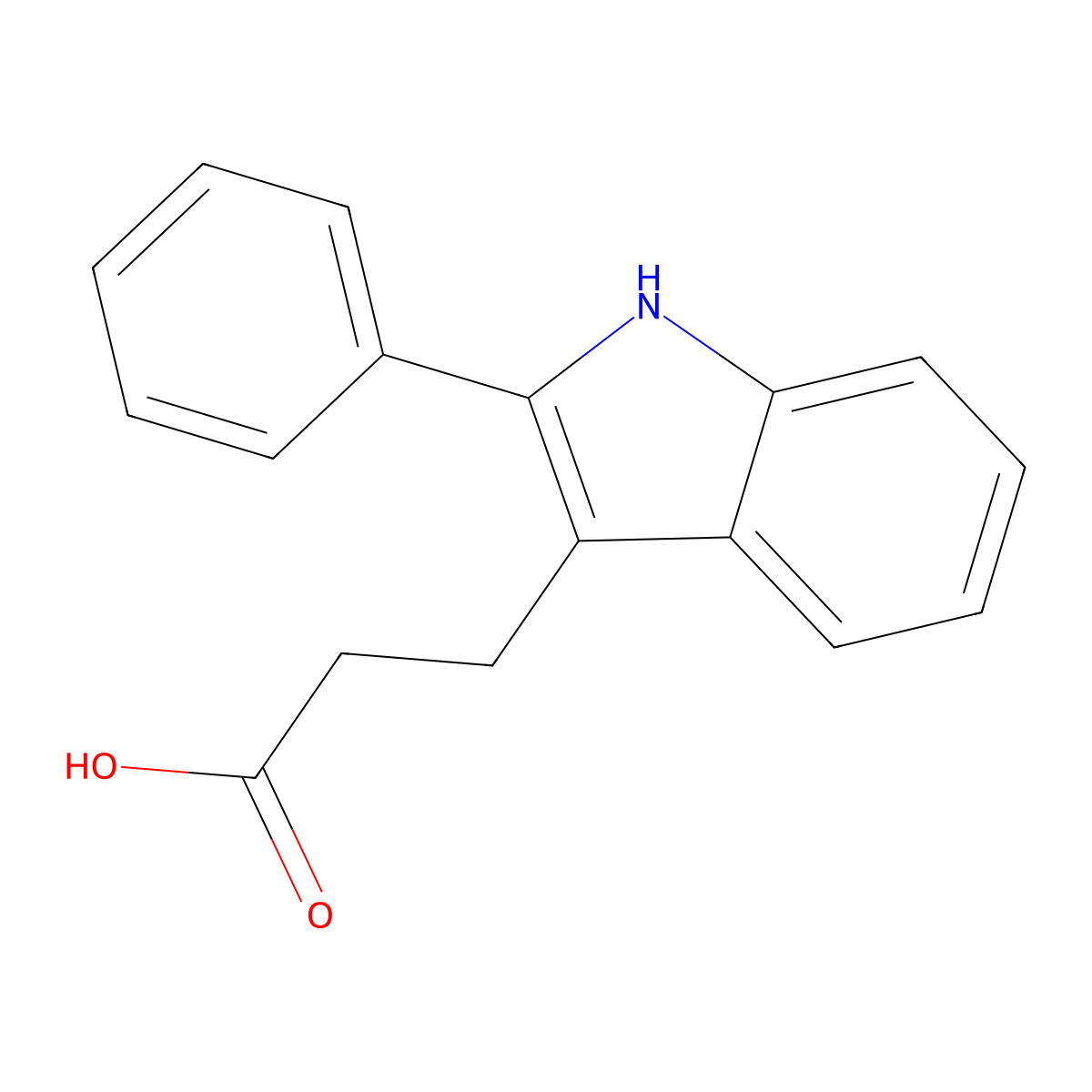 3-(2-phenyl-1H-indol-3-yl)propanoic acid molecular structure, CAS 62663-27-8
