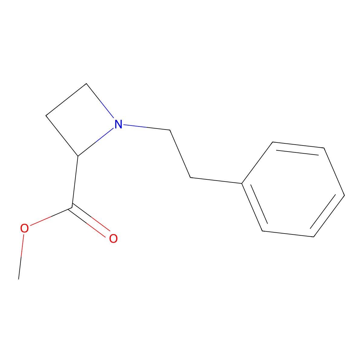 2-Azetidinecarboxylic acid, 1-(2-phenylethyl)-, methyl ester molecular structure, CAS 62664-91-9