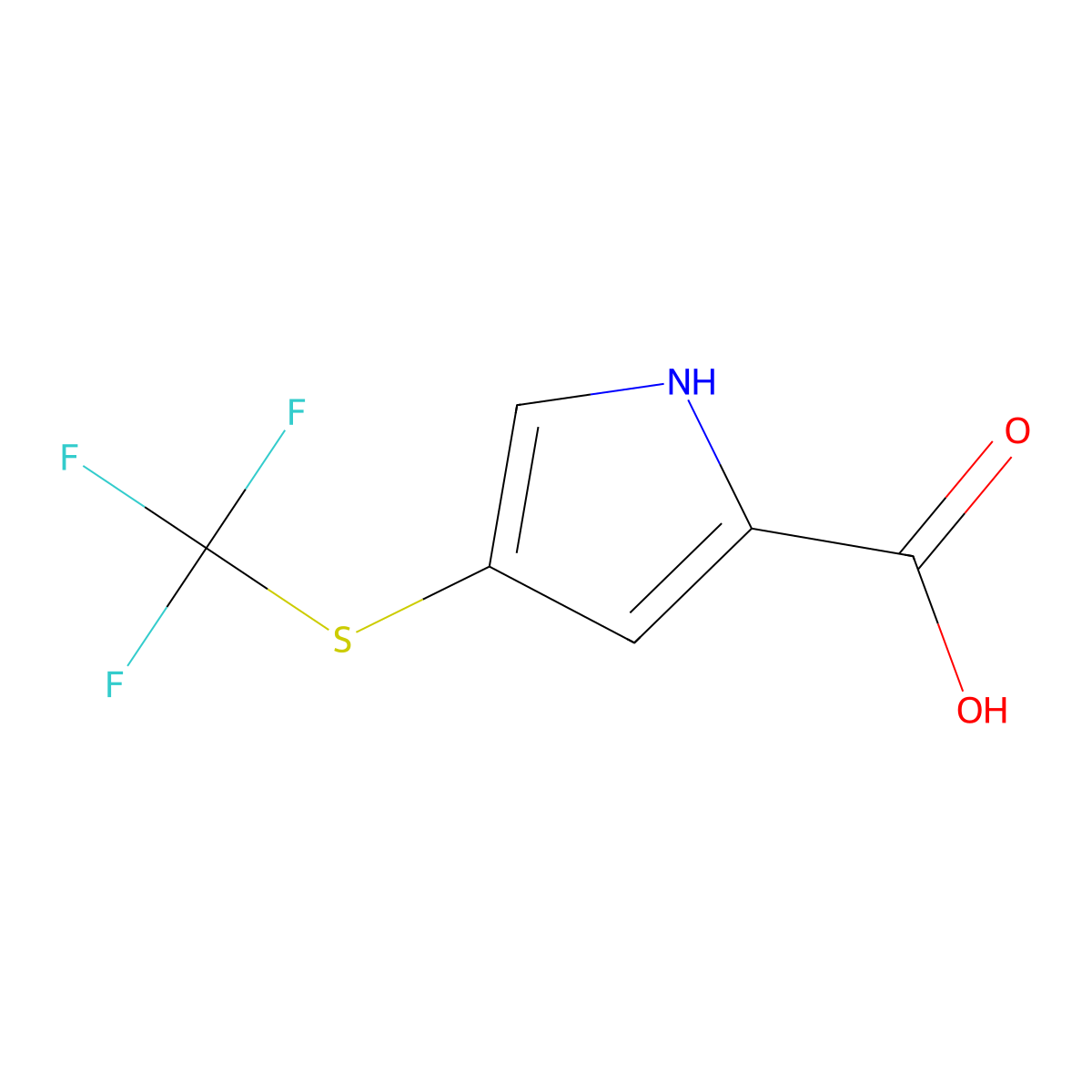 4-((trifluoromethyl)sulfanyl)-1H-pyrrole-2-carboxylic acid molecular structure, CAS 62665-40-1