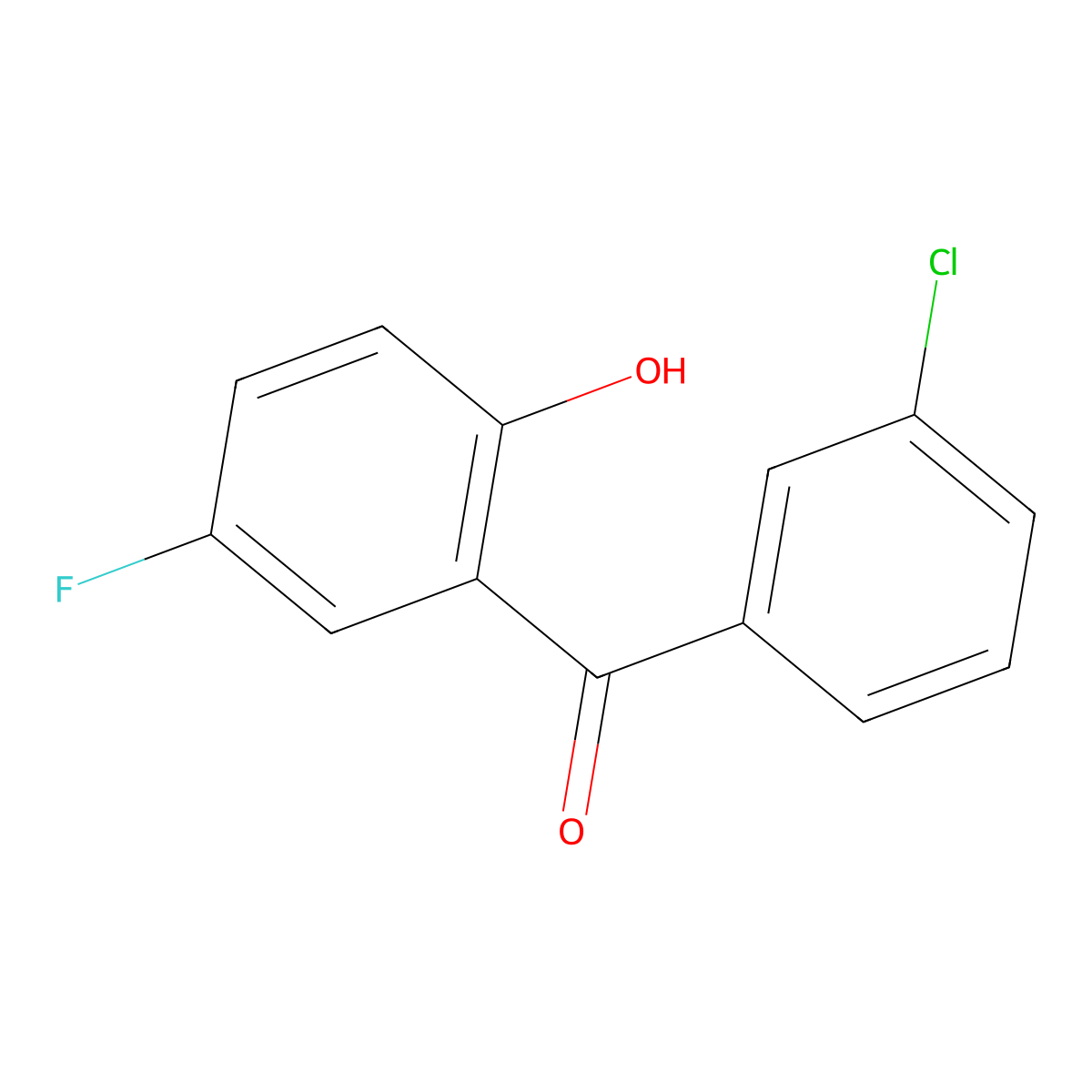 (3-Chlorophenyl)(5-fluoro-2-hydroxyphenyl)methanone molecular structure, CAS 62666-38-0