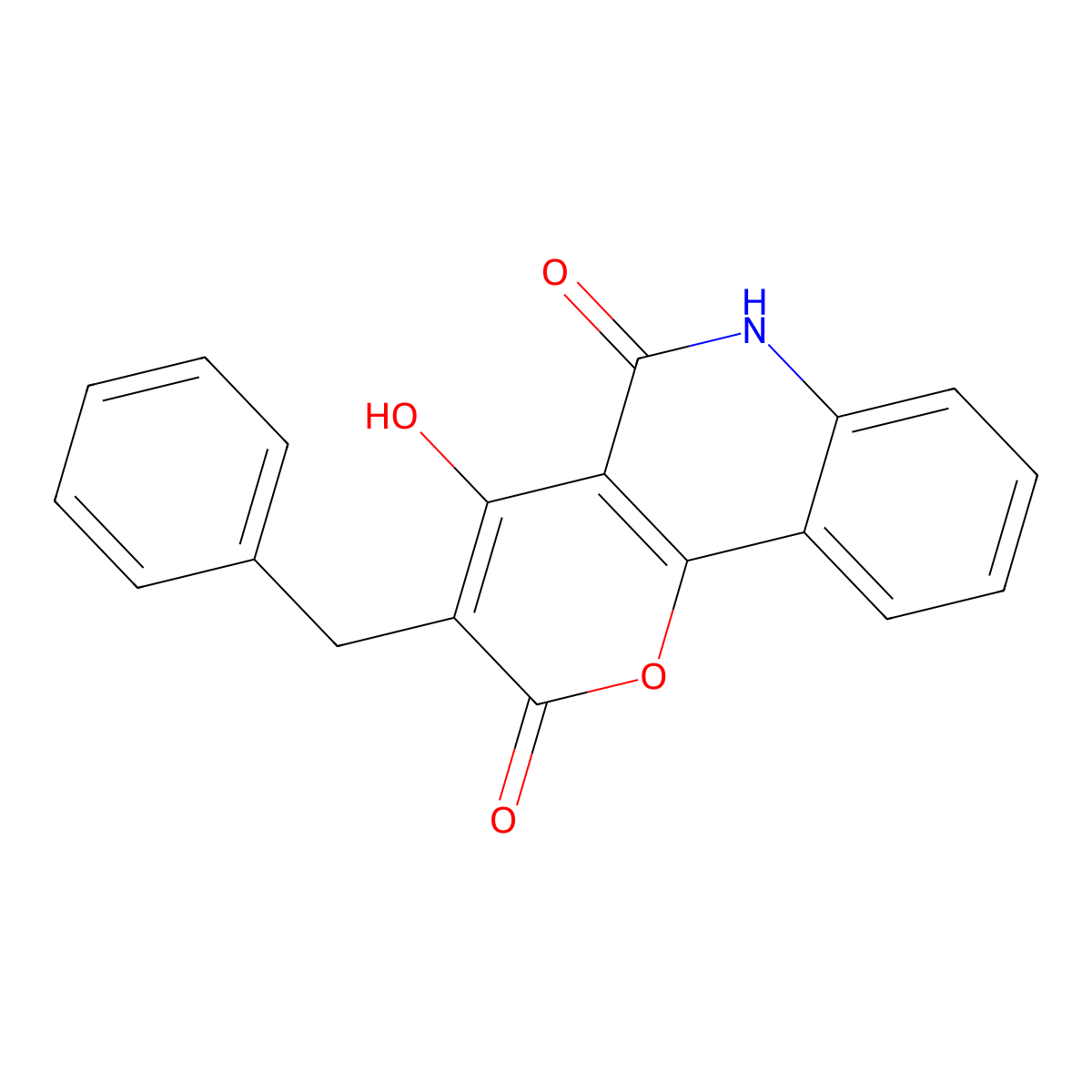 3-benzyl-4-hydroxy-2H-pyrano[3,2-c]quinoline-2,5(6H)-dione molecular structure, CAS 62668-79-5
