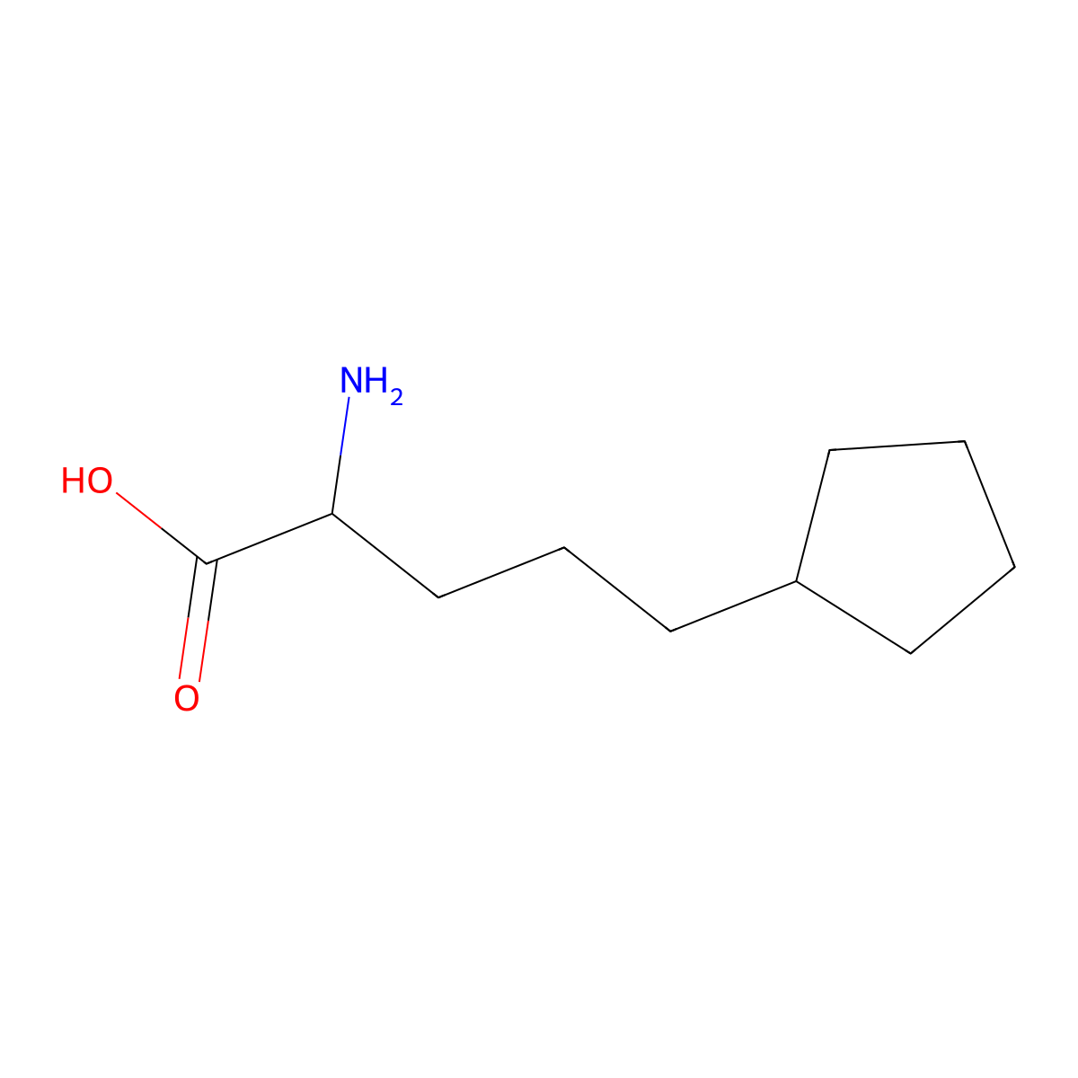 2-Amino-5-cyclopentylpentanoic acid molecular structure, CAS 6267-32-9