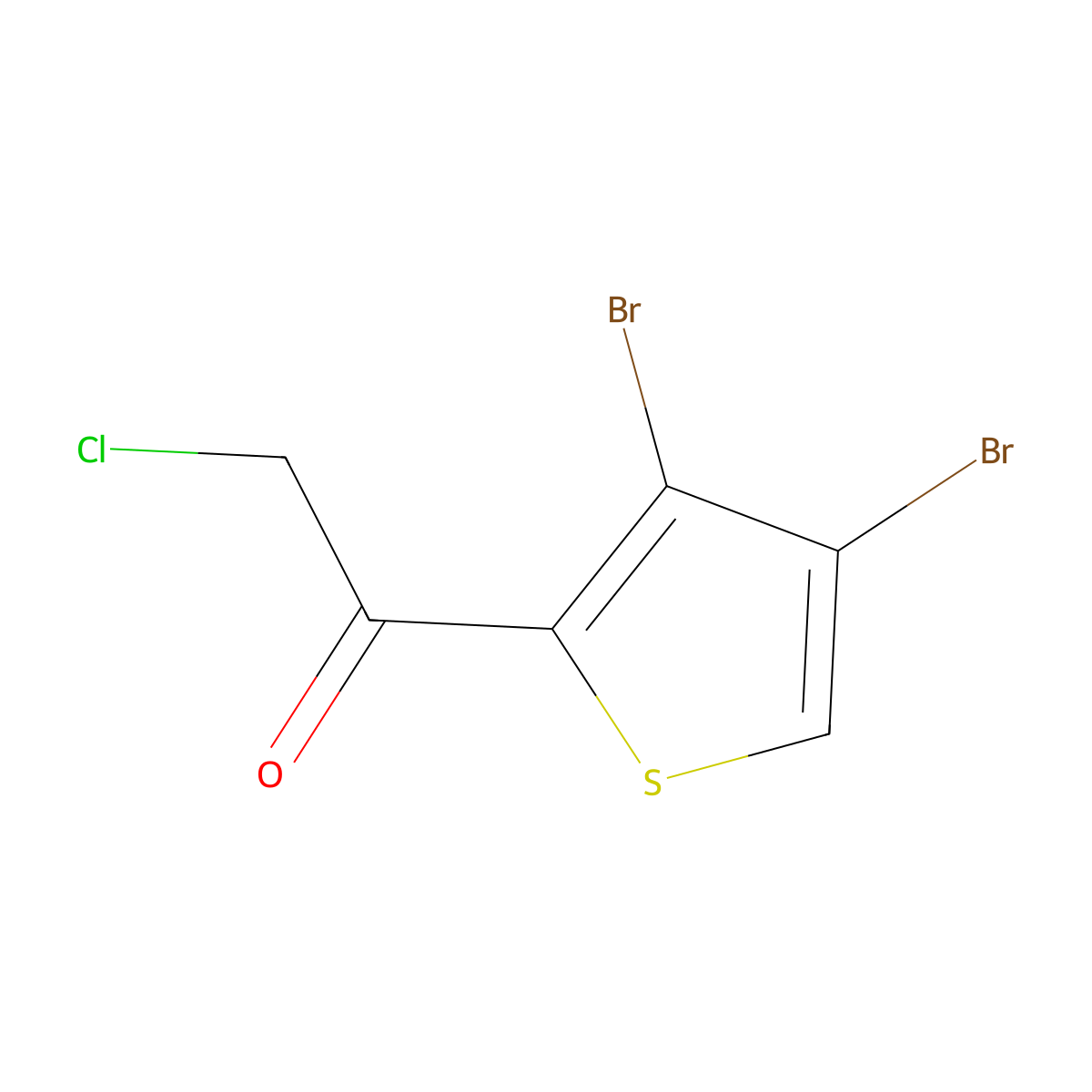 2-Chloro-1-(3,4-dibromothiophen-2-yl)ethan-1-one molecular structure, CAS 62673-71-6
