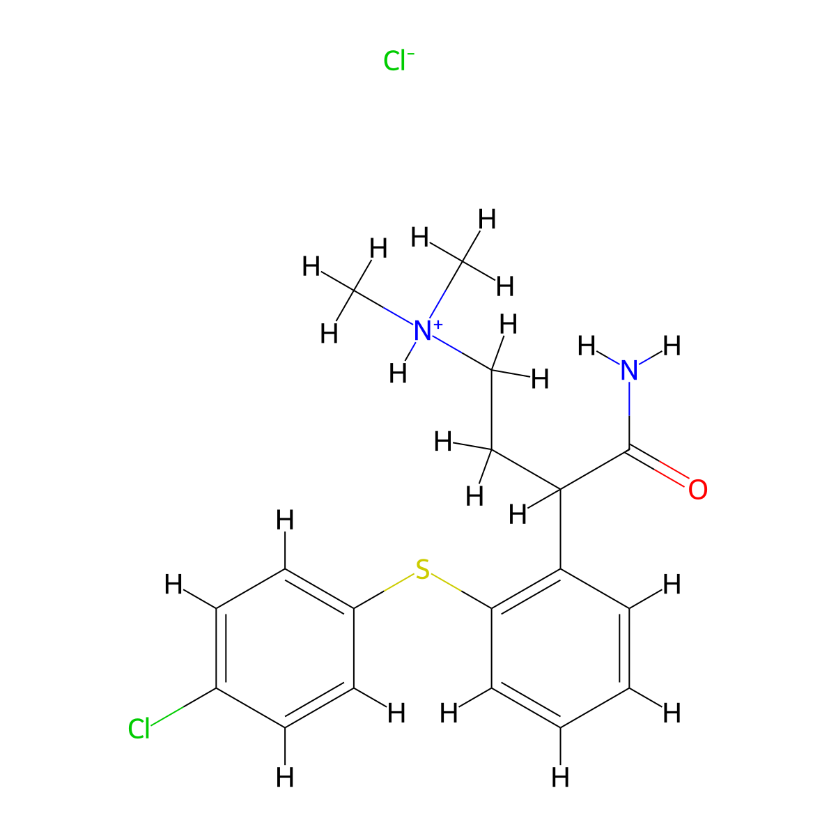 Benzeneacetamide, 2-((4-chlorophenyl)thio)-alpha-(2-(dimethylamino)ethyl)-, monohydrochloride molecular structure, CAS 62674-77-5