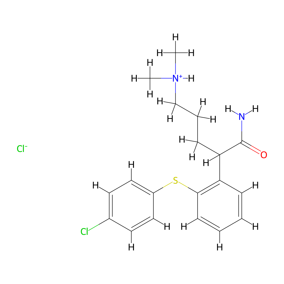Benzeneacetamide, 2-((4-chlorophenyl)thio)-alpha-(3-(dimethylamino)propyl)-, monohydrochloride molecular structure, CAS 62674-79-7