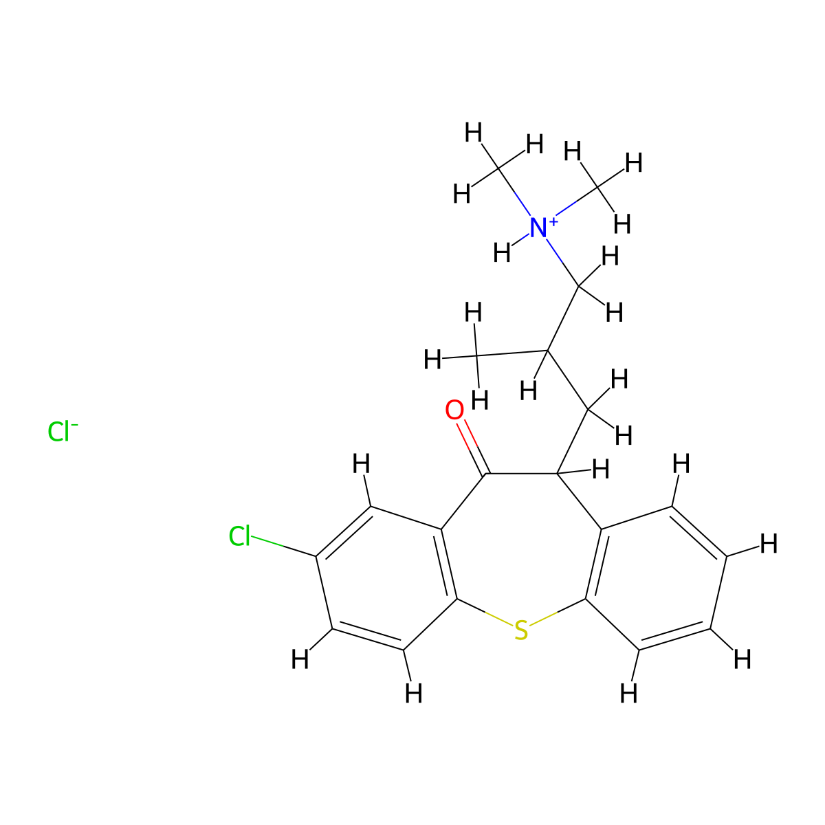 Dibenzo(b,f)thiepin-10(11H)-one, 8-chloro-11-(3-(dimethylamino)-2-methylpropyl)-, hydrochloride, hydrate (2:2:1) molecular structure, CAS 62674-85-5