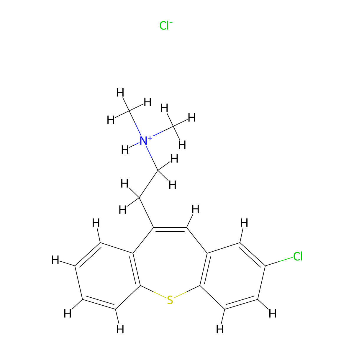 Dibenzo(b,f)thiepin-10-ethanamine, 2-chloro-N,N-dimethyl-, hydrochloride molecular structure, CAS 62674-99-1