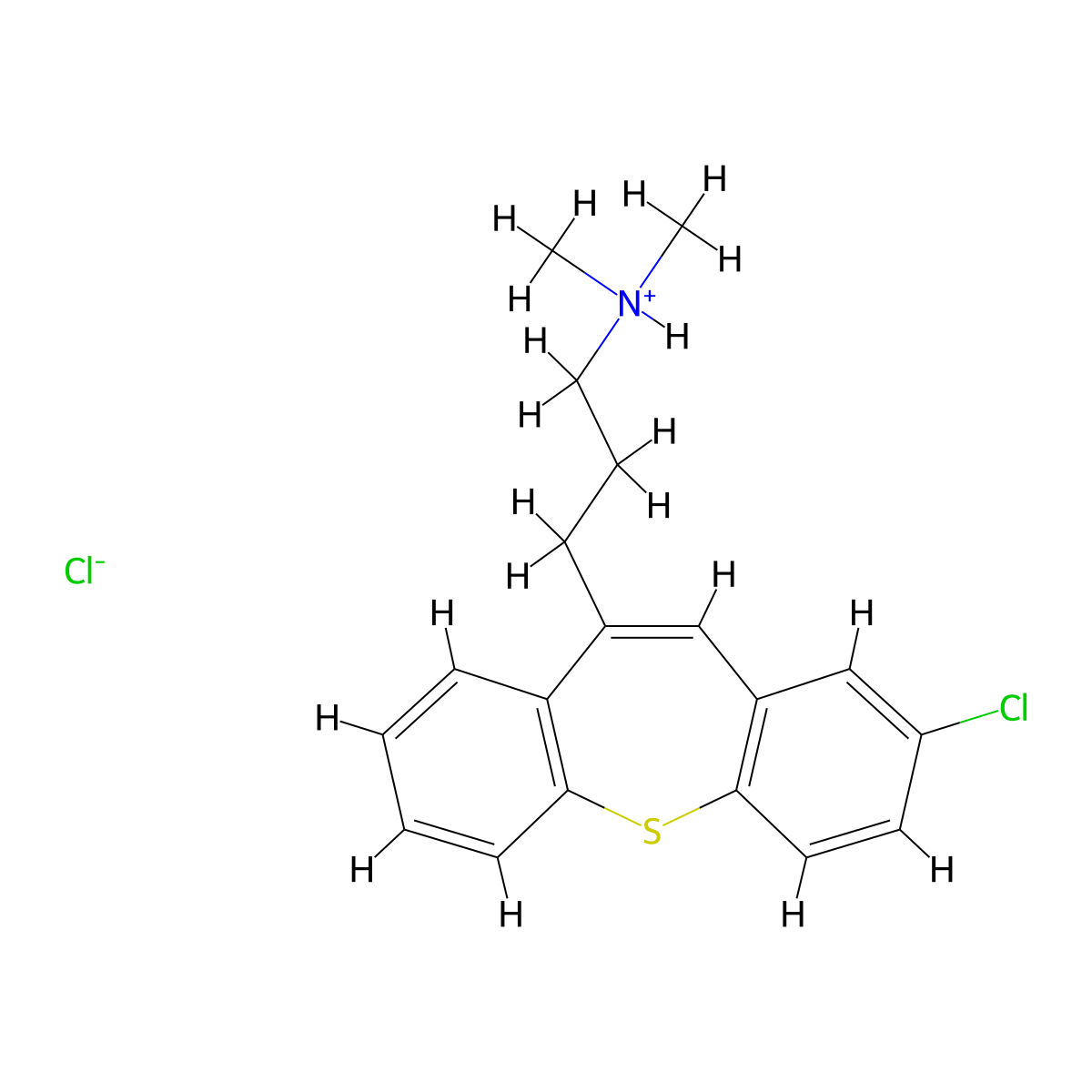 Dibenzo(b,f)thiepin-10-propanamine, 2-chloro-N,N-dimethyl-, hydrochloride molecular structure, CAS 62675-00-7