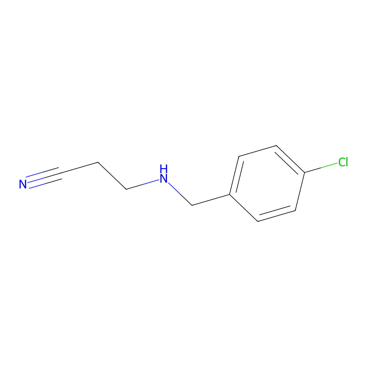 3-(((4-Chlorophenyl)methyl)amino)propanenitrile molecular structure, CAS 62675-34-7