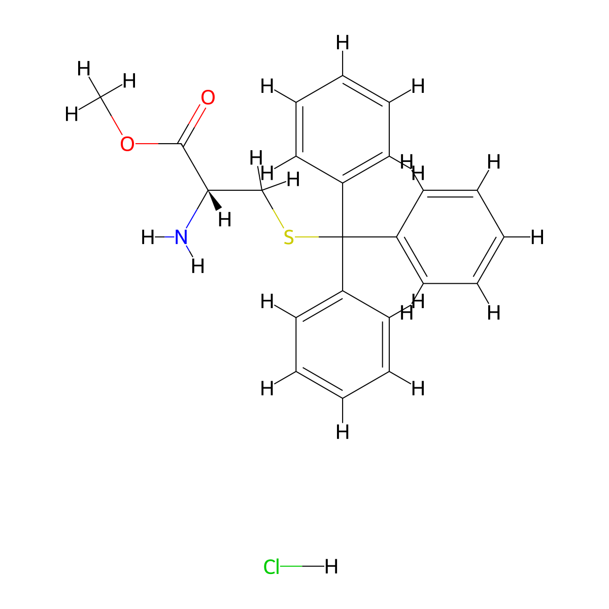 (R)-Methyl 2-amino-3-(tritylthio)propanoate hcl molecular structure, CAS 62675-68-7