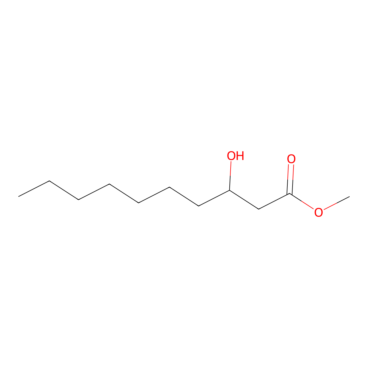 Methyl 3-hydroxydecanoate molecular structure, CAS 62675-82-5