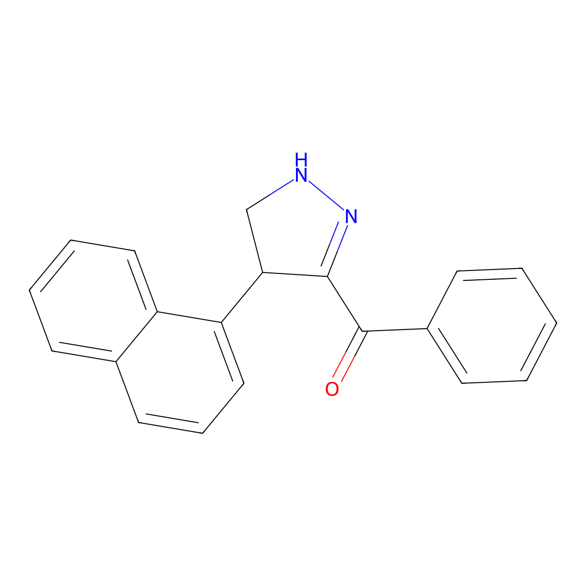 Methanone, [4,5-dihydro-4-(1-naphthalenyl)-1H-pyrazol-3-yl]phenyl- molecular structure, CAS 62679-35-0