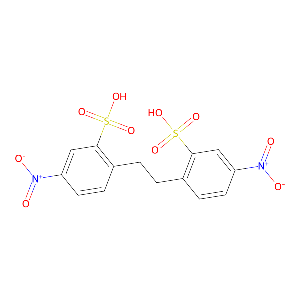 2,2'-Ethane-1,2-diylbis(5-nitrobenzenesulfonic acid) molecular structure, CAS 6268-17-3