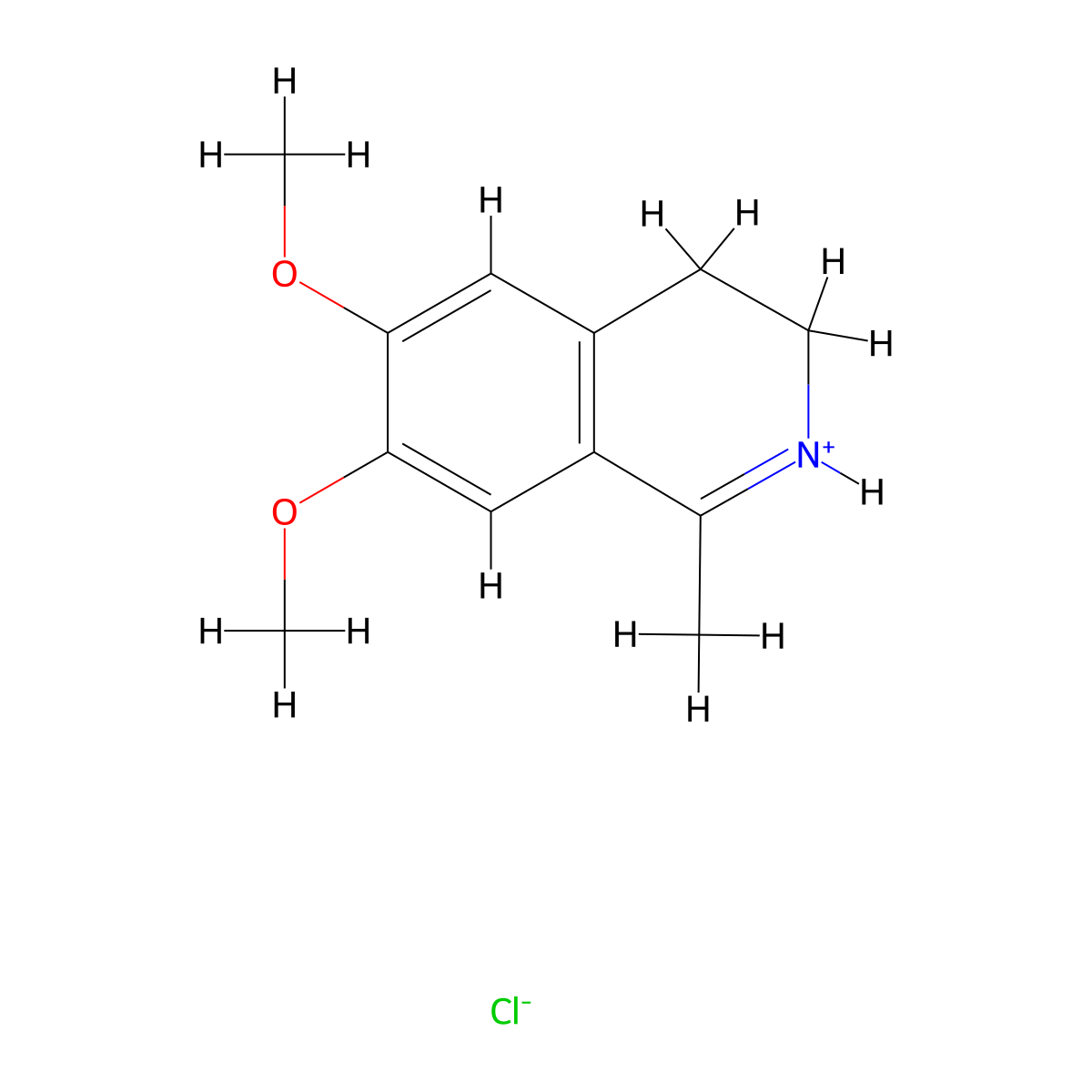 Isoquinoline, 3,4-dihydro-6,7-dimethoxy-1-methyl-, hydrochloride molecular structure, CAS 6268-86-6