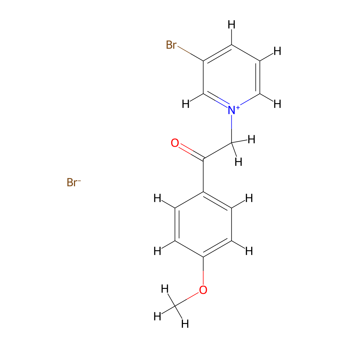 3-Bromo-1-[2-(4-methoxyphenyl)-2-oxoethyl]pyridin-1-ium bromide molecular structure, CAS 6268-96-8