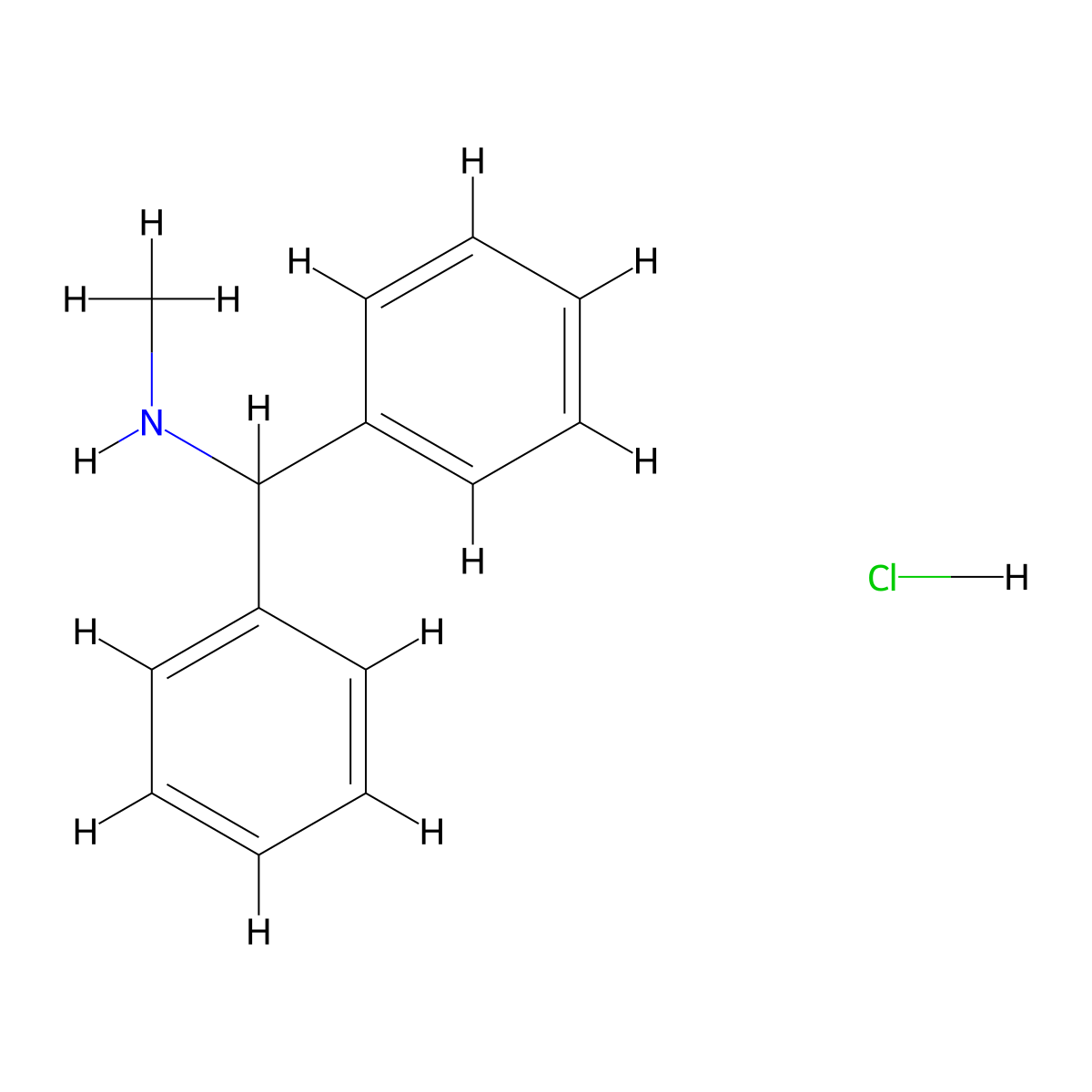 N-Methylbenzohydrylamine hydrochloride molecular structure, CAS 6268-97-9