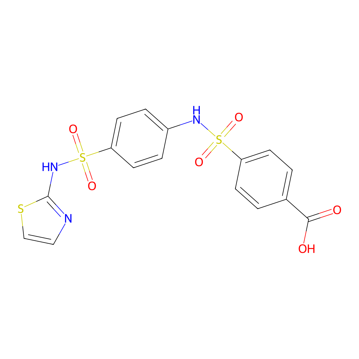 4-({4-[(1,3-Thiazol-2-yl)sulfamoyl]phenyl}sulfamoyl)benzoic acid molecular structure, CAS 62680-86-8