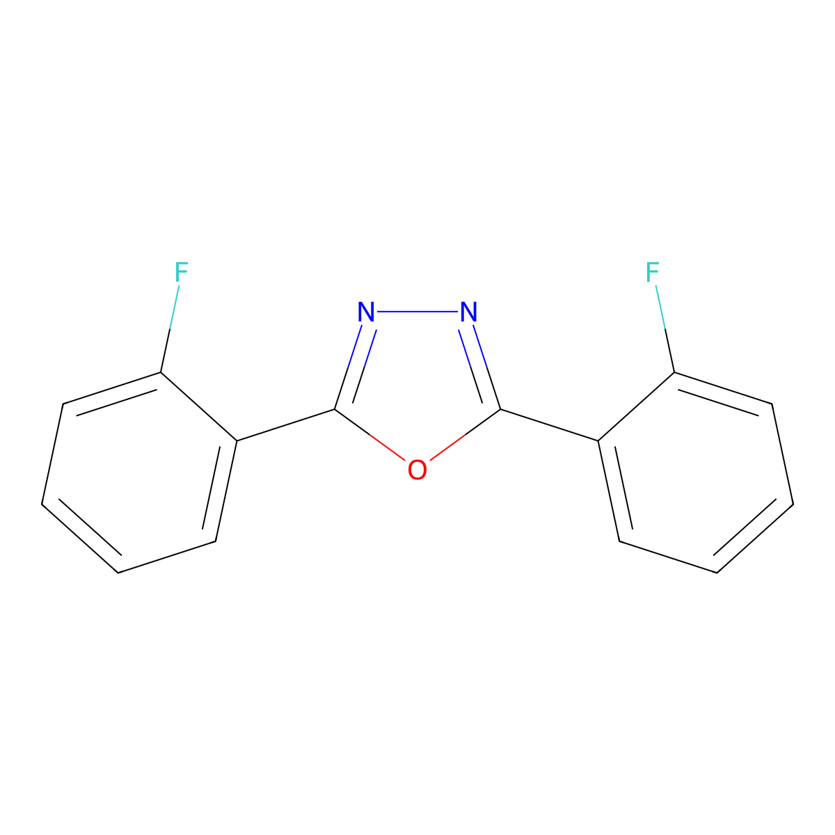 2,5-Bis(2-fluorophenyl)-1,3,4-oxadiazole molecular structure, CAS 62681-98-5