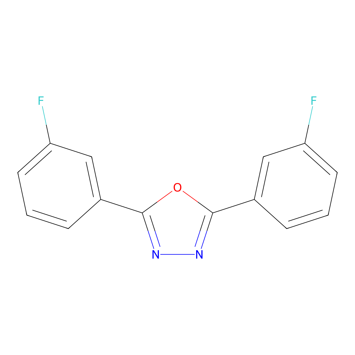 2,5-Bis(3-fluorophenyl)-1,3,4-oxadiazole molecular structure, CAS 62681-99-6
