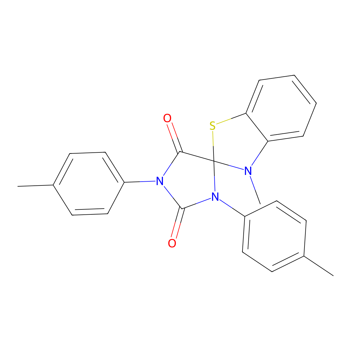 Spiro(benzothiazole-2(3H),4'-imidazolidine)-2',5'-dione, 3-methyl-1',3'-bis(4-methylphenyl)- molecular structure, CAS 62689-07-0