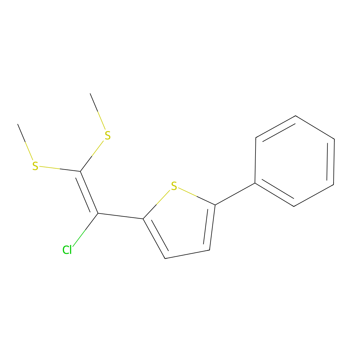 Thiophene, 2-[1-chloro-2,2-bis(methylthio)ethenyl]-5-phenyl- molecular structure, CAS 62689-82-1