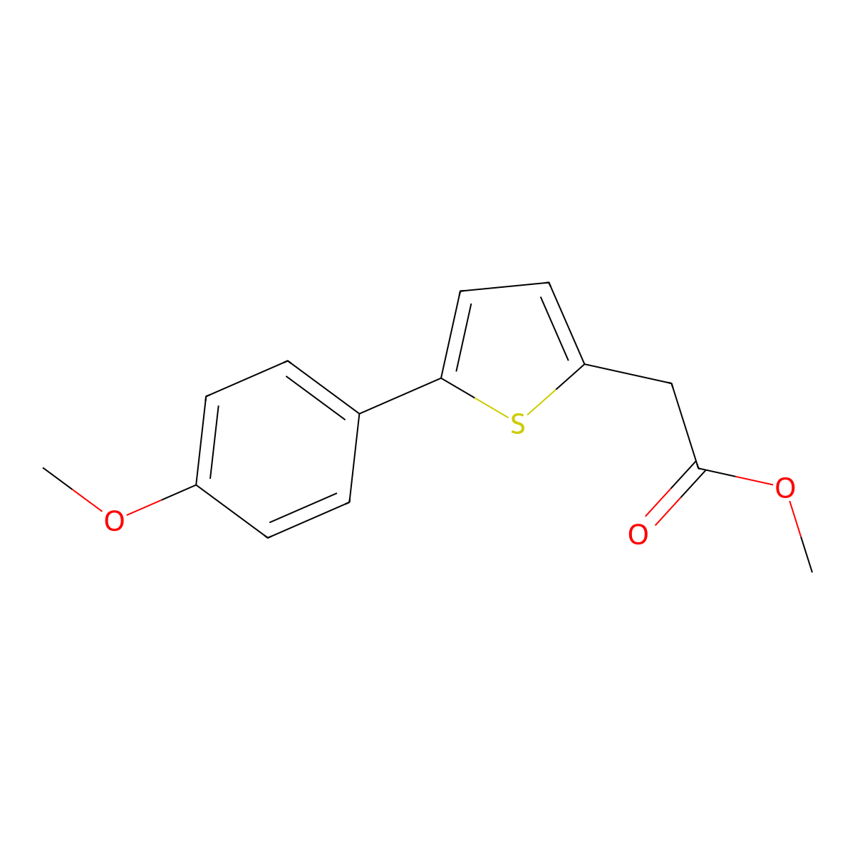 Methyl [5-(4-methoxyphenyl)thiophen-2-yl]acetate molecular structure, CAS 62689-85-4