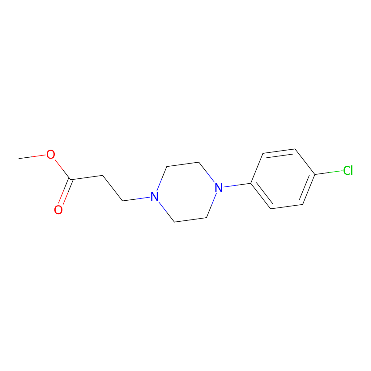 Methyl 3-[4-(4-chlorophenyl)piperazin-1-yl]propanoate molecular structure, CAS 6269-51-8