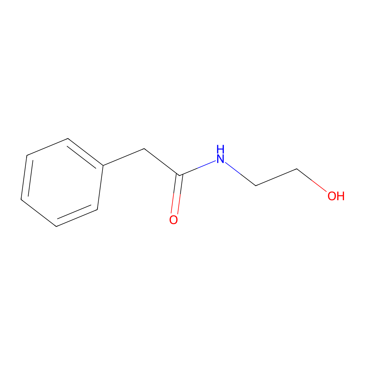 N-(2-hydroxyethyl)-2-phenylacetamide molecular structure, CAS 6269-99-4