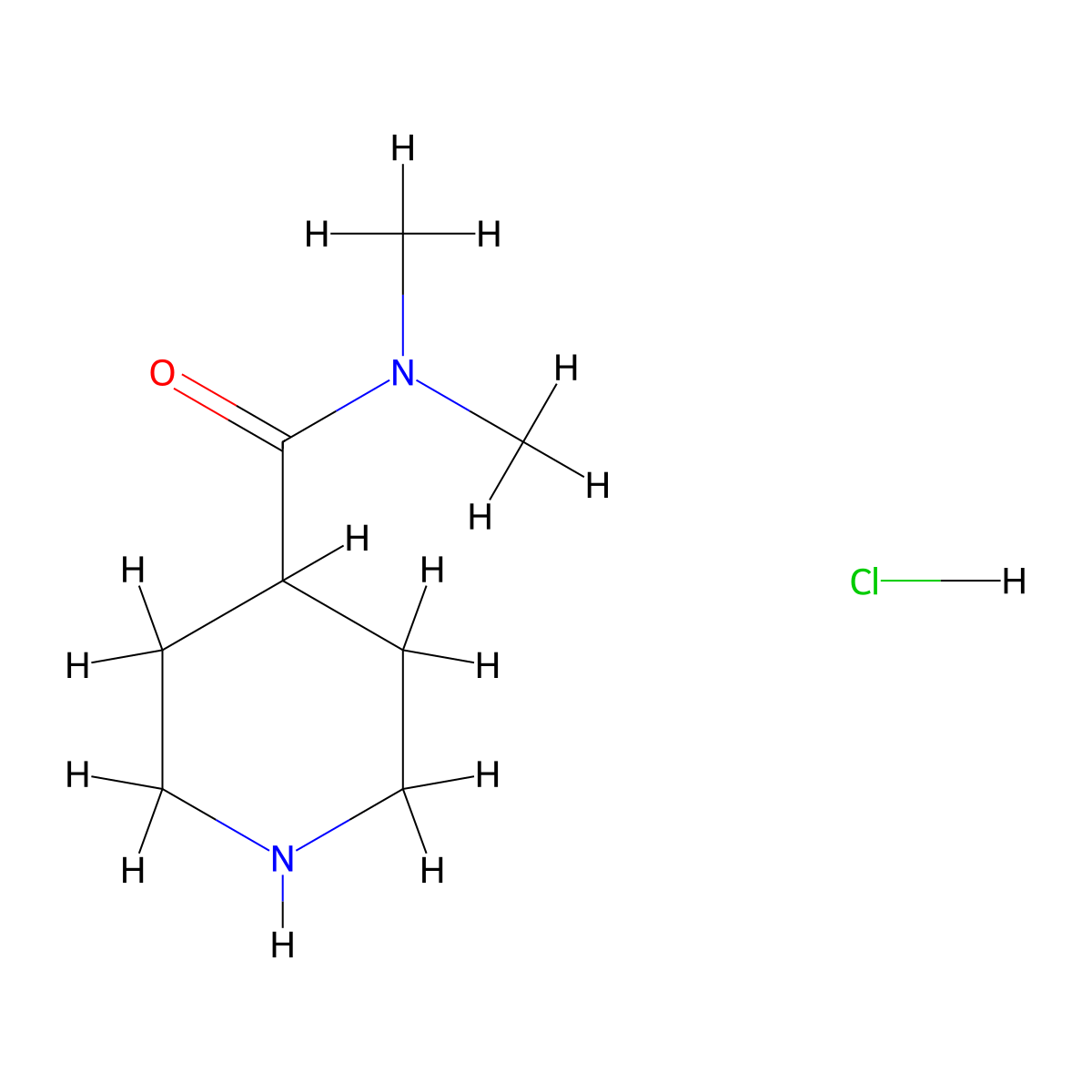 N,N-dimethylpiperidine-4-carboxamide hydrochloride molecular structure, CAS 6270-42-4
