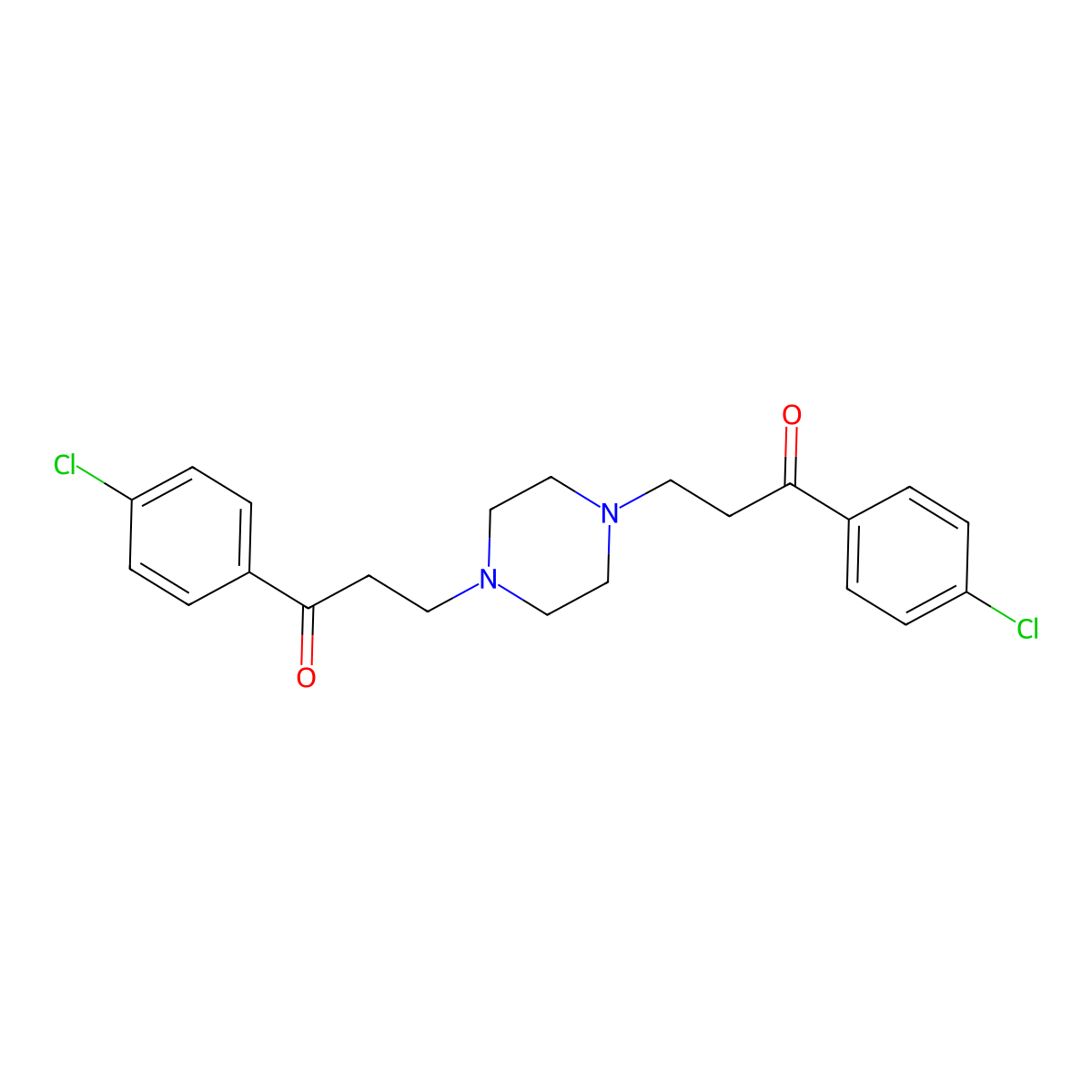 1-(4-Chlorophenyl)-3-[4-[3-(4-chlorophenyl)-3-oxopropyl]piperazin-1-yl]propan-1-one molecular structure, CAS 6270-49-1