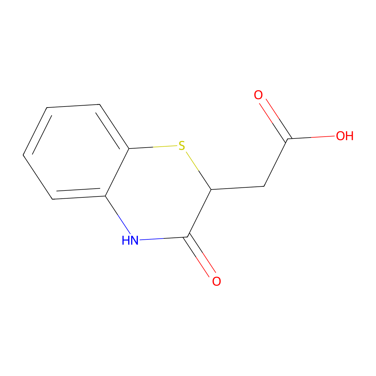2-(3-oxo-3,4-dihydro-2H-1,4-benzothiazin-2-yl)acetic acid molecular structure, CAS 6270-74-2
