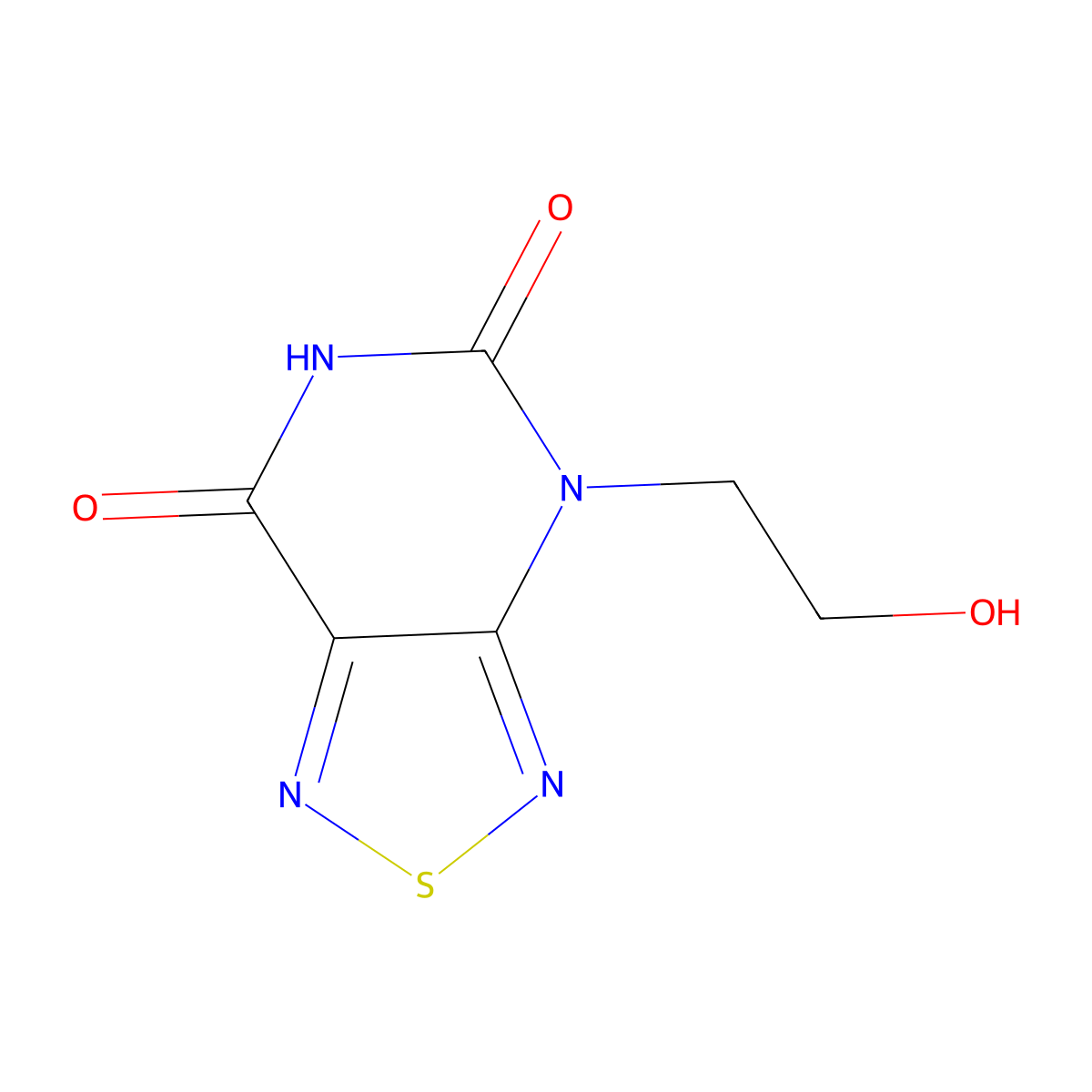 (1,2,5)Thiadiazolo(3,4-d)pyrimidine-5,7(4H,6H)-dione, 4-(2-hydroxyethyl)- molecular structure, CAS 62700-62-3
