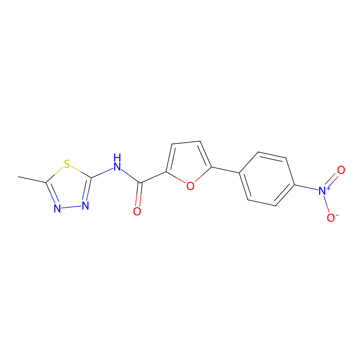N-(5-methyl-1,3,4-thiadiazol-2-yl)-5-(4-nitrophenyl)furan-2-carboxamide molecular structure, CAS 627040-99-7