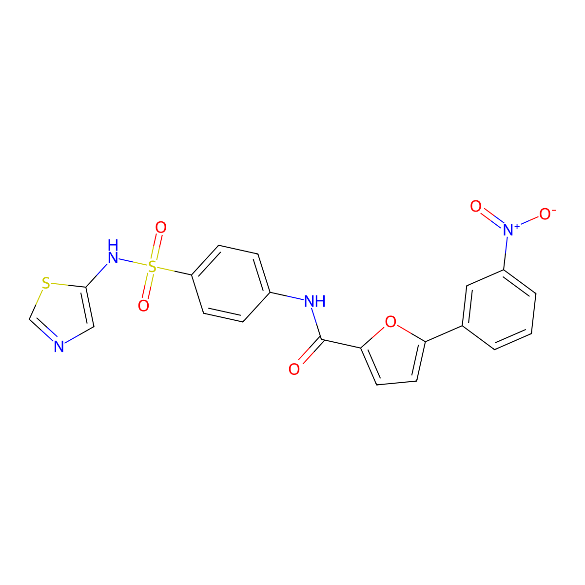 5-(3-nitrophenyl)-N-(4-(N-(thiazol-5-yl)sulfamoyl)phenyl)furan-2-carboxamide molecular structure, CAS 627041-96-7