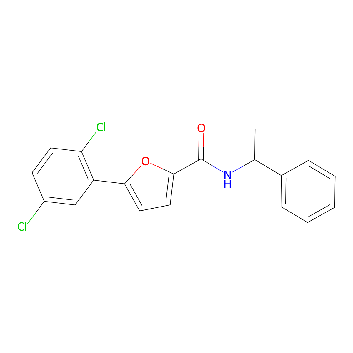 5-(2,5-dichlorophenyl)-N-(1-phenylethyl)furan-2-carboxamide molecular structure, CAS 627042-57-3