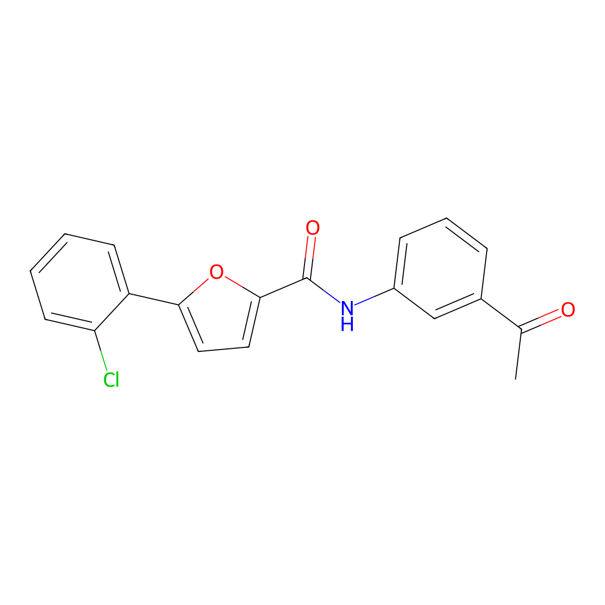 N-(3-acetylphenyl)-5-(2-chlorophenyl)furan-2-carboxamide molecular structure, CAS 627043-05-4