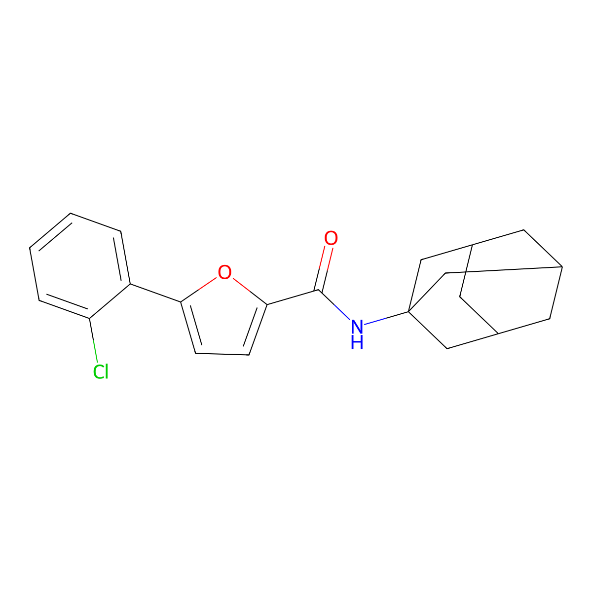 N-(1-adamantyl)-5-(2-chlorophenyl)furan-2-carboxamide molecular structure, CAS 627043-08-7
