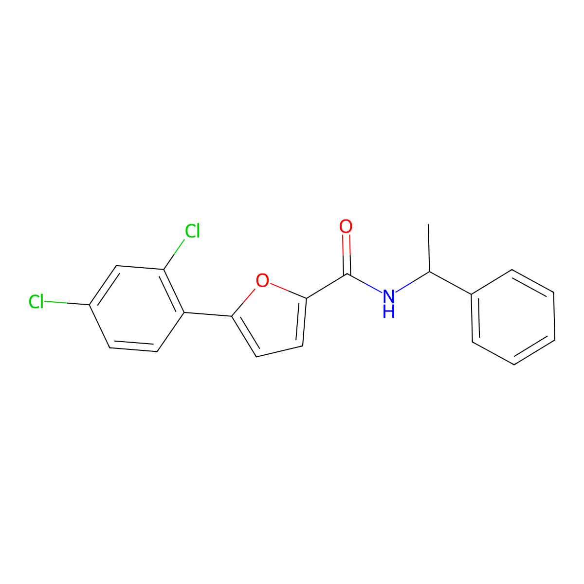 5-(2,4-dichlorophenyl)-N-(1-phenylethyl)furan-2-carboxamide molecular structure, CAS 627043-46-3