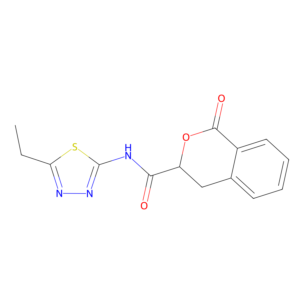 N-(5-ethyl-1,3,4-thiadiazol-2-yl)-1-oxo-3,4-dihydro-1H-isochromene-3-carboxamide molecular structure, CAS 627044-13-7