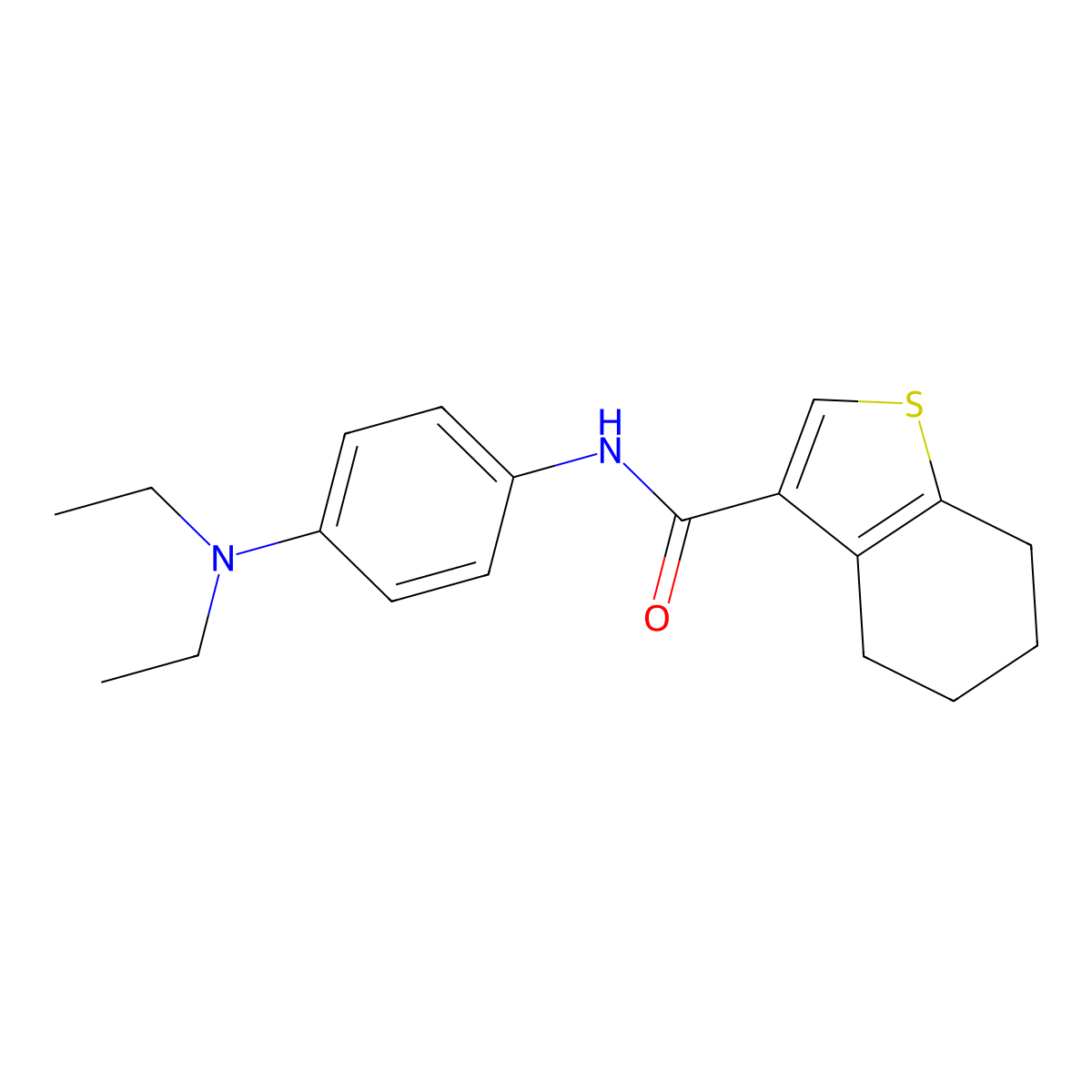 N-[4-(diethylamino)phenyl]-4,5,6,7-tetrahydro-1-benzothiophene-3-carboxamide molecular structure, CAS 627044-72-8