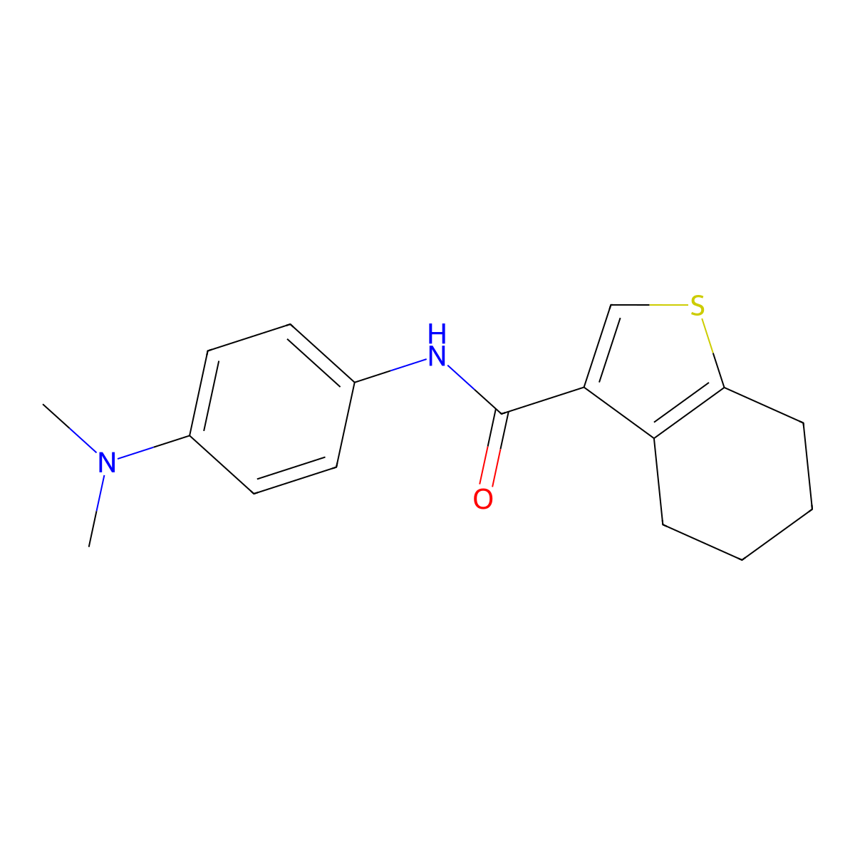 N-[4-(dimethylamino)phenyl]-4,5,6,7-tetrahydro-1-benzothiophene-3-carboxamide molecular structure, CAS 627044-73-9