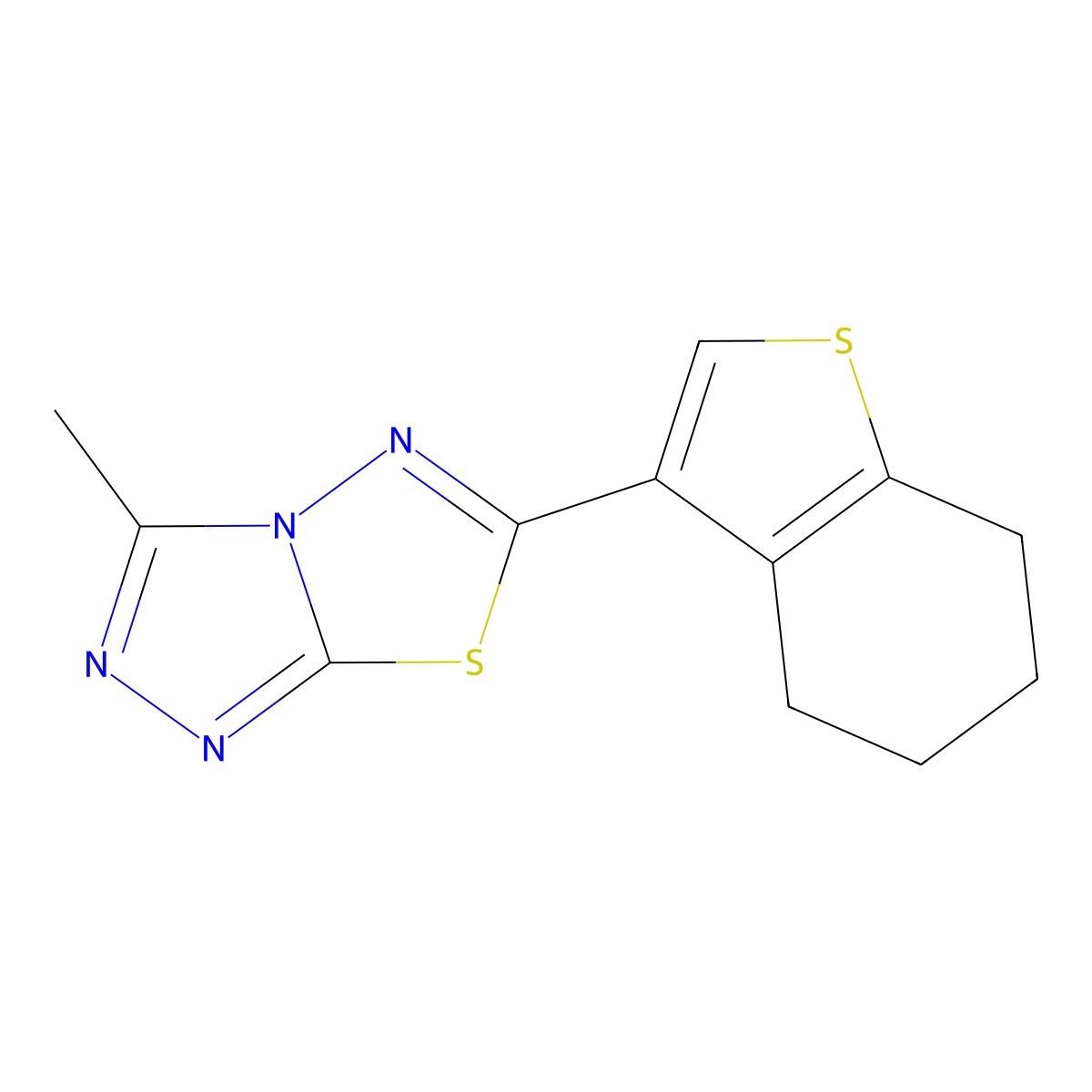 3-Methyl-6-(4,5,6,7-tetrahydro-1-benzothiophen-3-yl)-[1,2,4]triazolo[3,4-b][1,3,4]thiadiazole molecular structure, CAS 627044-78-4