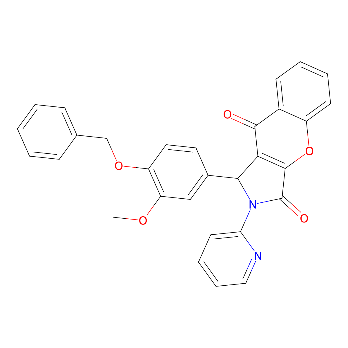 1-(3-methoxy-4-phenylmethoxyphenyl)-2-pyridin-2-yl-1H-chromeno[2,3-c]pyrrole-3,9-dione molecular structure, CAS 627050-07-1