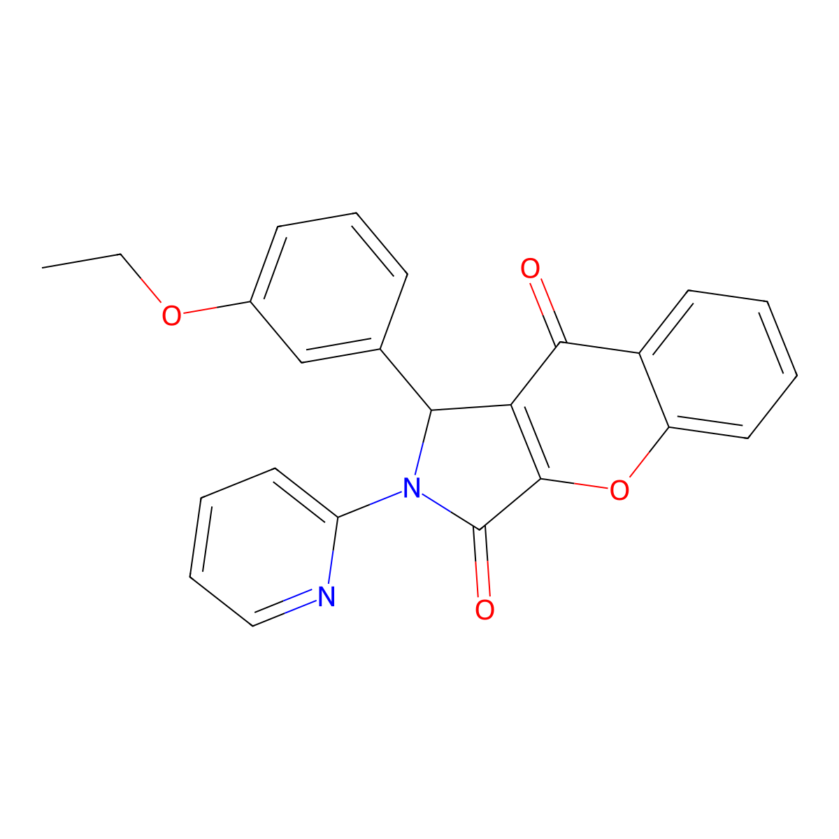 1-(3-ethoxyphenyl)-2-pyridin-2-yl-1H-chromeno[2,3-c]pyrrole-3,9-dione molecular structure, CAS 627050-11-7